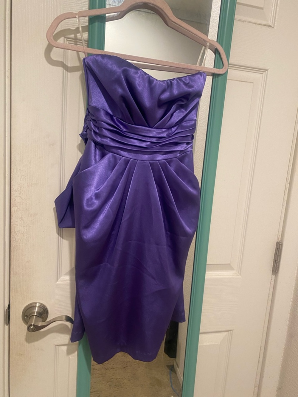 Strapless purple dress